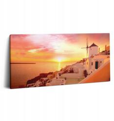 Wallfluent Canvas Hobby Vászonkép Santorini Nappaliba Régi Szélmalommal 100x50 cm (010030010010000037651)