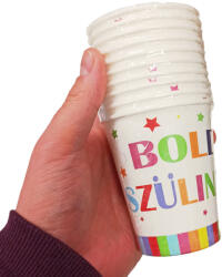  Boldog szülinapot színes csillagos papír pohár 10db-os