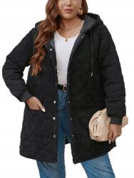 Shein Curbe Kapucnis Kabát Fekete Steppelt Kordbársony Casual 42 XL__XL