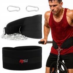 MuscleForge Dip Belt Erős 240 kg-OS Súlyzószíj Lánccal (KF-52)