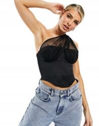 Asyou Fekete Szatén Elegáns Felső 46 3XL