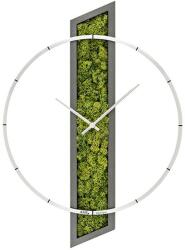  Hatalmas méretű AMS falióra tömörfa alappal, alumíniumból, zöld moha betéttel, 55cm