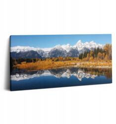 Wallfluent Fotó Vászonkép Étkezőbe Hobbi Hegyek Tó És Őszi Fák 100x50 cm (010030010010000276816)