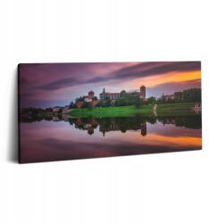 Wallfluent Vászonkép Nappaliba Fa keret Királyi kastély Wawel Napfelkelte (010030010010000075449)