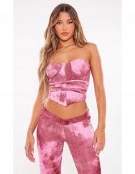 Prettylittlething Rózsaszín Fűzős Felső Mintás (44) (564301)