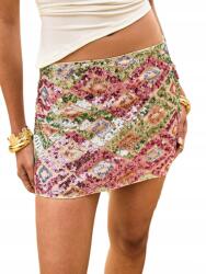 Shein Egyenes Mini Szoknya Bézs Színes Flitterekkel 34 Xs__xs