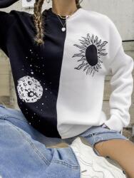 Shein LC24204 Shein Kontrastos Női Pulóver Mintás Hosszú Ujjú (39) S