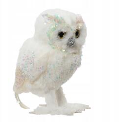 Kaemingk Bagoly Micimackó álló fehér csillámos dekorációs 15cm (figura sowa 15)