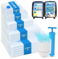  Vákuumzsák 25 Db 2 Pumpával Utazáshoz És Ruhákhoz 5 Méret (ST-H376-PL)