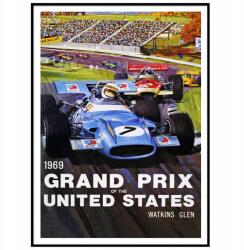  Poszter Grand Prix 1969 Usa Versenyek Retro A3 (Plakat Samochody Auta Wyścigi)