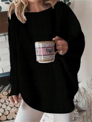 Shein EC27102 Shein Fekete Pulóver Oversize Textúra L