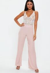 Missguided Rózsaszín Széles Szárú Szatén Nadrág 34