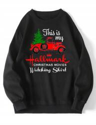 Shein AC34308 Shein Karácsonyi Pulóver Nyomott Mintával M