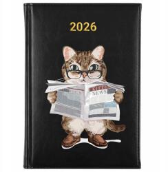 FunnyCase Könyvnaptár 2026 Kitten News Fekete tervező Időponttartó Ajándék Wz (Kalendarz Czarny KITTEN NEWS)