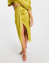  Sárga Bő Szabású Szatén Szoknya