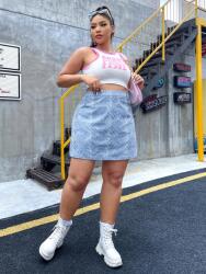 Shein XC22214 Shein Szoknya Lánc Geometrikus Minta Farmer Utánzat 44