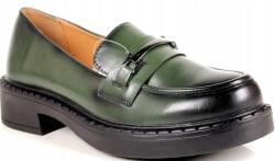 News Papucs Vastag Talpú Puha Félcipő Loafers Csattal Zöld 41-ES (12122 ZIELONE PU)