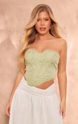 Prettylittlething Zöld Fűzős Felső, Hozzáillő Növényi Mintával Prettylittlething 36