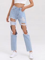 Shein WC26208 Shein Egyenes Szárú Női Farmernadrág Szakadásokkal Lyukakkal S