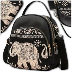 EdiBazzar Kisméretű női hátizsák mintás válltáska 2 az 1-ben fekete városi hátizsák (Mały plecak damski torebka we wzory)