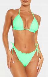 Prettylittlething Zöld Neon Tanga Bikini Alsó Sima Fodros Prettylittlething 42 (17904)