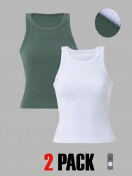 Shein Felső 2-PACK Fehér Zöld Pamut Testhezálló Elasztikus XXL__XXL