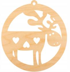 Loveart Rétegelt Lemezből Készült Dekoráció gömb medál 6cm Rénszarvas (1576)
