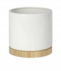 Polnix Virágtartó kaspó kerámia fényes Boho fehér virágtartó állvánnyal 13cm (02.667.12)