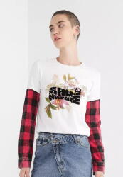 Desigual Fehér Póló, kockás ujjú, Size S, többszínű (592835)