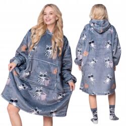  Takaró Pulóver Oversize Sál Meleg Vastag Takaró Pulóver 2in1 XXL Mosómedve+zokni