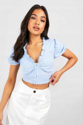 Boohoo Kék Hímzett Felső (40) (gzz58074-106)