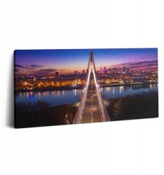 Wallfluent Vászonkép Fa Keret Az Ágy felett Híd és Város Este 100x50 cm (010030010010000009235)