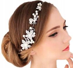 EdiBazzar Gyöngyös haj ág fehér ezüst esküvői haj virág (Perłowa gałązka do włosów Stroik na włosy)