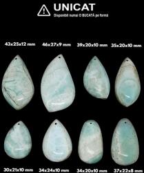  Pandantiv Larimar cu Gaura Picatura - 32-39 x 22-29 x 8-12 mm - 1 Buc