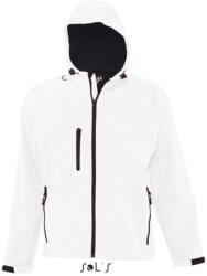 SOL'S Férfi REPLAY kapucnis cipzáras softshell dzseki, SOL'S SO46602, White-L (so46602wh-l)