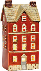 Világító ház, agyag, piros/bézs. Méret: 12x24x9cm