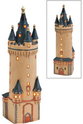  Wurm világító ház, Eschenheimer torony Frankfurt, porcelán, barna/fekete. Méret: 10x33x9cm