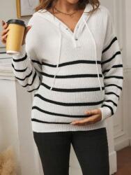 Shein Fehér Csíkos Kapucnis Pulóver (s) (595461)