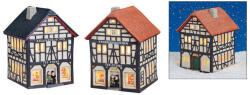  Wurm világító ház „Knusperhäuschen Tee-Stube Bonn, 2-féle. (Az ár egy darabra vonatkozik. A színt véletlenszerűen választjuk ki. ) Méret: 12x16x12cm