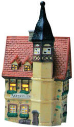  Wurm világító ház, "Ratskeller", porcelán, színes. Méret: 10x21x10cm