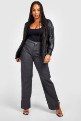 Boohoo Fekete Farmernadrág, szaggatásokkal, Size 56, magas derék, pamut (gzz22227-105)