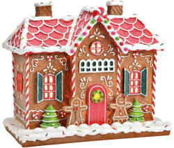 Mézeskalács házikó polietilénből LED világítással, színes, 2xAAA elemmel működik (elem nem tartozék). Méret: 30x26x16cm