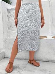 Shein XC16109 Shein MIDI Szoknya Virágmintás Oldalrész Magas Derék (26) 44