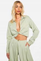 Boohoo Zöld Hosszú Ujjú Felső Mély Nyakkivágással Laza Gallérral Boohoo 38