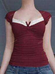 Shein LC52105 Shein Bordázott Csipkés Póló (33) L