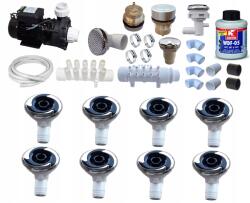 CDC 8 db hidromasszázs fúvóka vízpumpa 1100 W Rönk jakuzzi szerelő szett (56581-25)