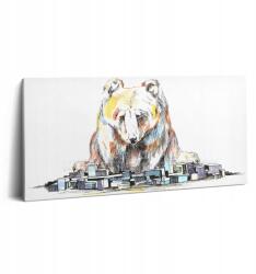 Wallfluent Vászonkép Nappaliba Inspiráló Absztrakt Medve és Város 100x50 cm (010030010010000074779)