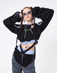 Shein Pulóver Fekete Fodros Hímzéssel