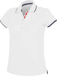 Kariban Női galléros piké póló, kontrasztcsíkos szélekkel, Kariban KA252, White/Navy-M (ka252wh-nv-m)