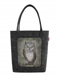 Bertoni Swing filc kézitáska Bertoni fekete, Eleonóra bagoly mintával